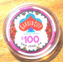 (1) $100. Garden City Casino Chip - San Jose, California  - £23.86 GBP