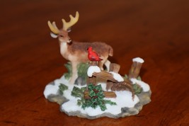 Vtg O&#39;Well Christmas Village Deer Cardinal Bird Fence Holly Snow Victori... - $266.54 MXN