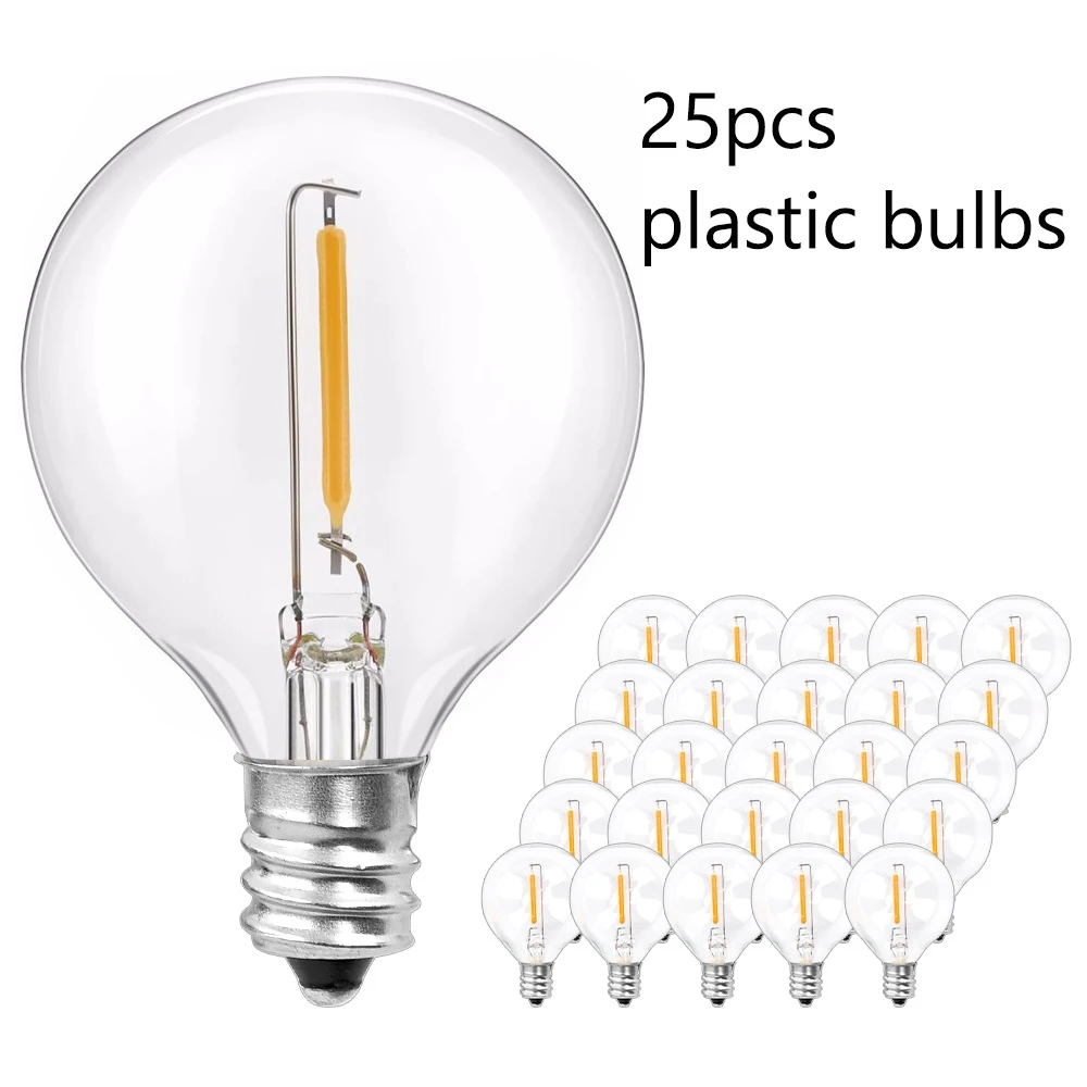 9.6m Fairy Plastic String Light Outdoor Christmas G40 Bulb Led Patio String Ligh - £108.51 GBP