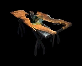 Black Epoxy Dining Table Top, Center Table, Conference Table, Natural Wood Top - £1,788.55 GBP