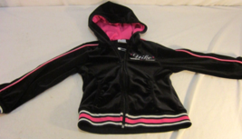 Nike Black &amp; Pink Suede Velvet Full Zip Up Girl Y2K Hoodie Sweater Youth 6X - £12.63 GBP