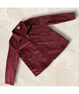BonWorth Jacket Women Medium Petite Burgundy Corduroy Full Zip Beaded Em... - $264.53 MXN