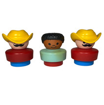 Fisher Price Vintage 1990 Little People Chunky Cowboy Yellow Hat Boy Blue Shirt - £7.07 GBP
