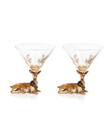 Gold Stag Deer Martini Glasses - $83.23 CAD