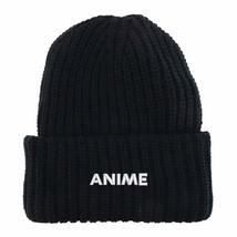 Trendy Apparel Shop Anime Embroidered Long Cuffed Thick Ribbed Knit Beanie - Bla - £20.09 GBP