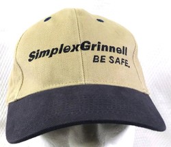 Simplex Grinnell &quot;Be Safe&quot; Khaki &amp; Black Baseball Cap Adjustable Strapback - $11.40