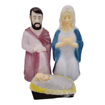 General Foam Lighted Blow Mold Nativity Set 28 Inch Mary Joseph Baby Jesus - £217.41 GBP