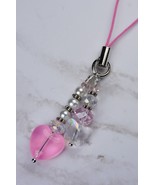 Heart Butterfly Crystal Glass Handmade Cell Phone Charm Lanyard Strap Pi... - $244.42 MXN
