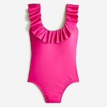 NWT Womens Size 0 J. Crew Hot Pink Ruffle Scoop Back One-Piece Swim Suit - £33.57 GBP