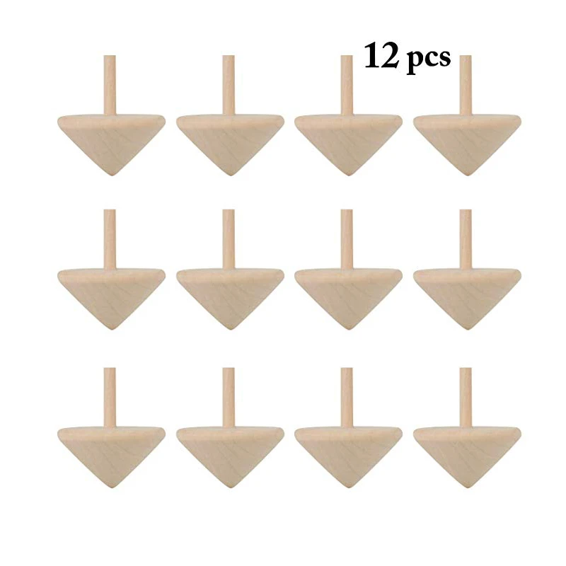 12 Pcs/set Wooden Spinning Top Toys Traditional Wood Spin Up Toy Child Leisure - £17.06 GBP