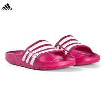 NWT adidas Duramo Slides Sandals Pink Kids Youth Sz 4 5 6 SUPER CUTE! - £17.30 GBP