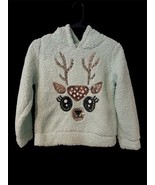 Girls Miss Chievous Soft Aqua Faux Sherling Hoodie w/ sequin deer, size L - $24.96 CAD