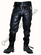 100% GENUINE PREMIUM LEATHER MENS JEANS WITH SPANDEX PANTS TROUSERS BIKE... - $132.78+