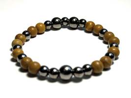 Wooden Jasper Beaded Bracelet, 6mm Natural Gemstones, Metallic Spacer Beads - €5,10 EUR