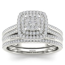 Authenticity Guarantee 
14K White Gold 0.50Ct Diamond Halo Bridal Ring S... - £810.51 GBP