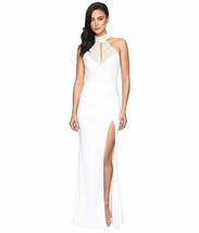 Faviana 166539 Womens Lace Halter Neck Sleeveless A-Line Dress Ivory Size 6 - £118.67 GBP