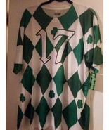 LUCKY TEE &quot;LUCKY 17&quot; UNISEX MEN OR WOMEN&#39;S GREEN WHITE POLYESTER T-SHIRT... - $6.75