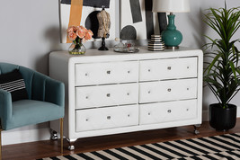 Naylor White Faux Leather Upholstered Dresser, 6-Drawers - $13,525.74 MXN
