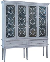 TV Cabinet Wilcox Raised Aged Mirror White Wood Quatrefoil BiFold Doors ... - £4,267.76 GBP