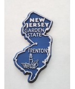 New Jersey die cut rubber fridge magnet white blue Garden State Trenton - $13.98 CAD