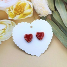 HEART STUD EARRINGS, Novelty Small Best Gifts For Her, Valentines Day Gift - £24.35 GBP