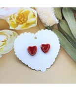 HEART STUD EARRINGS, Novelty Small Best Gifts For Her, Valentines Day Gift - £24.12 GBP