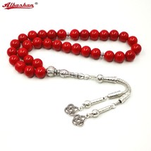 Women tasbih Muslim Lady Rosary Red prayer beads 33 66 99 beads Red ston... - $37.76