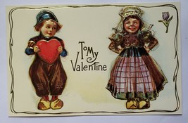 Antique Postcard Dutch Boy Girl Valentine Divided back  Hong Kong - £4.62 GBP