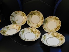 6 ea Vintage Ohme Silesia Old Ivory XXX1 5&quot; Rose Finger Bowls - £12.52 GBP