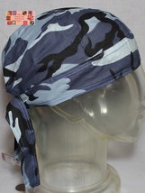 BLUE URBAN CAMO Camouflage FITTED TIED BANDANA Head Wrap Skull Cap DOO D... - £7.06 GBP