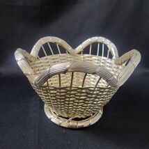French Woven Wire Basket Caddy with Silver Plating Scalloped 9&quot; Home Decor - $17.86