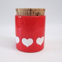 Waechtersbach Red Heart Jar Cork Lid Ceramic Canister West Germany Small Flaws - £35.78 GBP