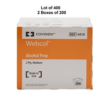 Webcol Alcohol Prep Pad Sterile 70% Strength Medium REF 6818, 2 Boxes 40... - $15.83