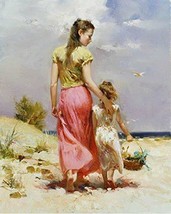 Pino &quot;Seaside Walk&quot; Mother Daughter Sold Out Giclee Canvas Signed &amp; Numbered - £1,443.06 GBP