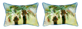 Pair of Betsy Drake Betsy’s Palms Small Pillows 11 Inch X 14 Inch - £55.25 GBP