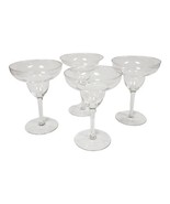 Vintage Margarita Clear Glasses 4pc Set 6.5&quot; Tall Stemware 70s Retro Bar... - £36.54 GBP