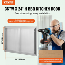 VEVOR BBQ Access Door, 36W x 24H Inch Double Outdoor Kitchen Door, Stainless Ste - £90.50 GBP