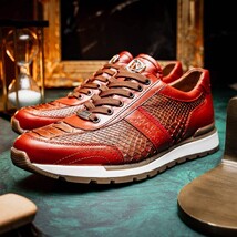 Brescia Snake And Classic Calfskin Fashion Sneaker Men's Antique Cognac image 8