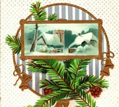 Vtg Cartolina 1910s Best Auguri Natale Cabina Pino Internazionale Arte Goffrato - £5.59 GBP