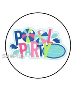 30 POOL PARTY ENVELOPE SEALS LABELS STICKERS 1.5" ROUND BIRTHDAY FAVORS - $7.49