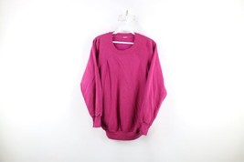 Vtg 70s Streetwear Womens XL Distressed Blank Crewneck Sweatshirt Magenta USA - £35.32 GBP