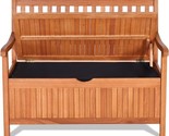 Foldable Outdoor Bench, Garden Bench W/High Back &amp; Armrest, Acacia Wood ... - $270.99