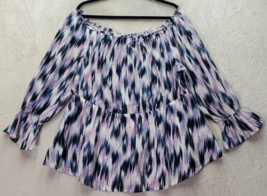 Lane Bryant Blouse Top Womens Size 18/20 Multi Long Sleeve Off The Shoulder Neck - £17.49 GBP