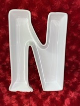 Letter N Candy Nut Dish Ceramic White Wedding Serving Birthday Party Surprise - £8.95 GBP