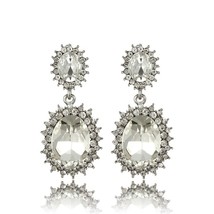 LUBOV Crystal Drop Earrings Shinning Elegant Lovely Crystal Water Drop Oval Gem  - £6.58 GBP