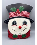 Vtg Wooden Frosty Snowman Wall Hanging Christmas Hand Painted - $12.96