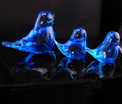 3 pc Blue Bird of Happiness paperweight set - all signed 1990 figurines ... - £58.99 GBP