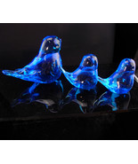 3 pc Blue Bird of Happiness paperweight set - all signed 1990 figurines ... - £58.99 GBP