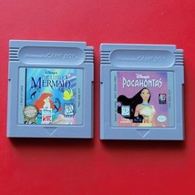 Disney&#39;s Little Mermaid + Pocahontas Nintendo Game Boy Original Lot 2 Games - $23.38
