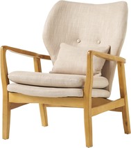 Christopher Knight Home Haddie Wood Frame Club Chair, Beige - £323.35 GBP